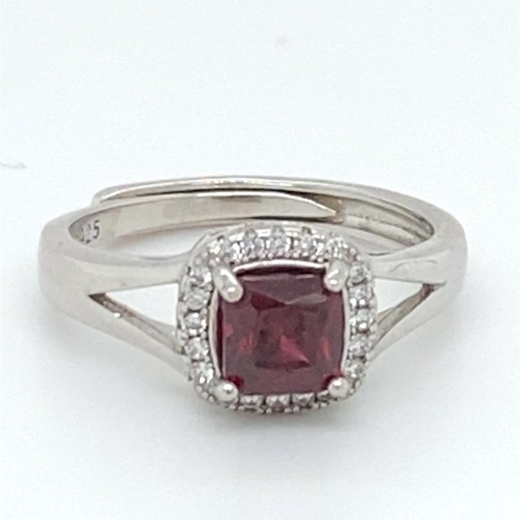 Pyrope Garnet 1.20ct White Gold Finish Solid 925 Sterling Silver Ring - Picture 3 of 7